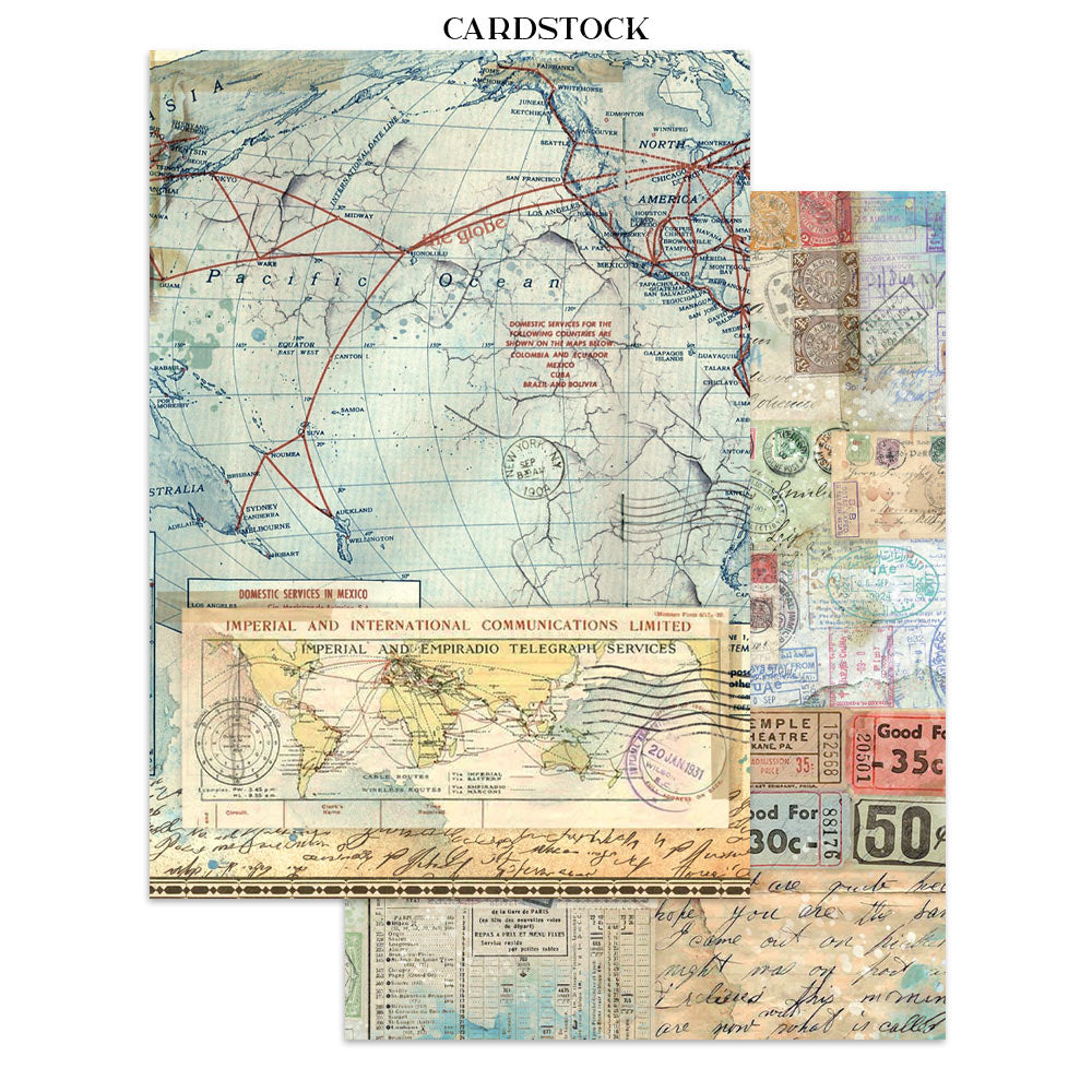 Stamperia ART OF TRAVELLING A4 Junk Journal Stickers Cut outs Backgrounds #SBJK18