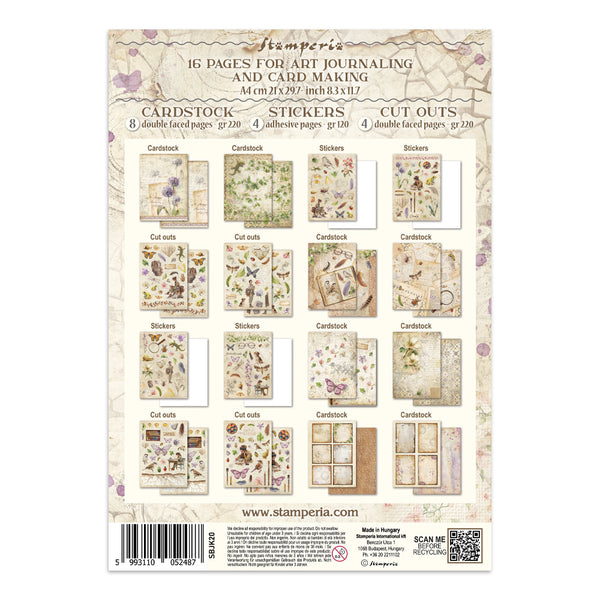 PRE-ORDER / RE-ORDER Stamperia ALL AROUND - A4 Junk Journal - Stickers Cut outs Backgrounds #SBJK20