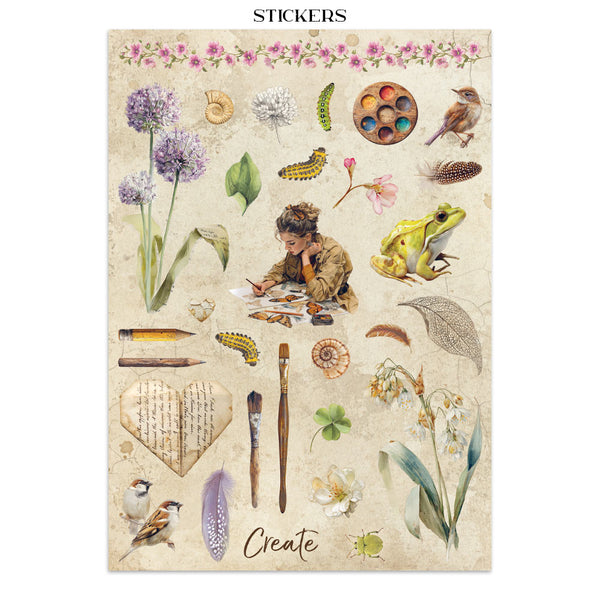 PRE-ORDER / RE-ORDER Stamperia ALL AROUND - A4 Junk Journal - Stickers Cut outs Backgrounds #SBJK20