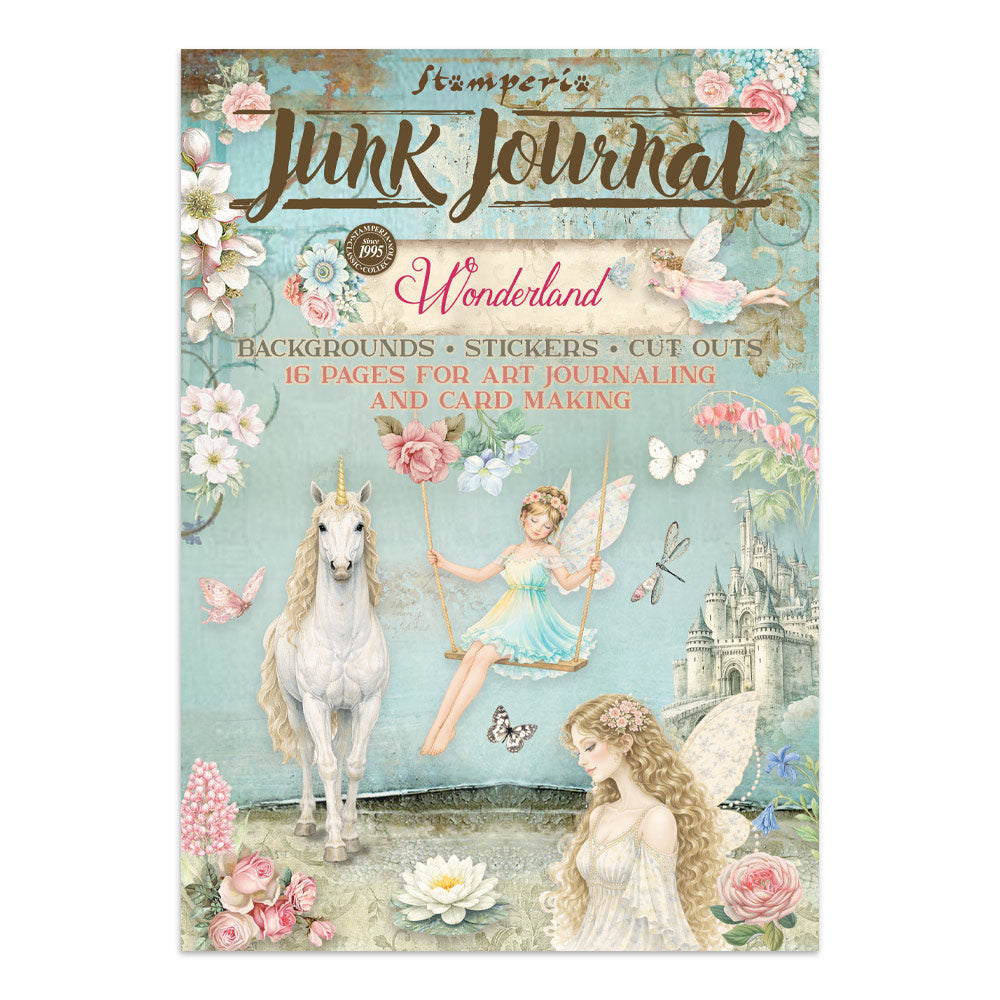 Stamperia WONDERLAND - A4 Junk Journal - Stickers Cut outs Backgrounds #SBJK21