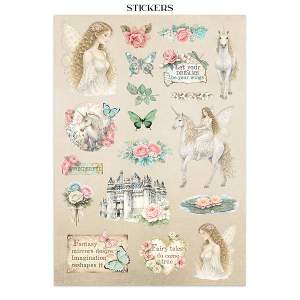 Stamperia WONDERLAND - A4 Junk Journal - Stickers Cut outs Backgrounds #SBJK21