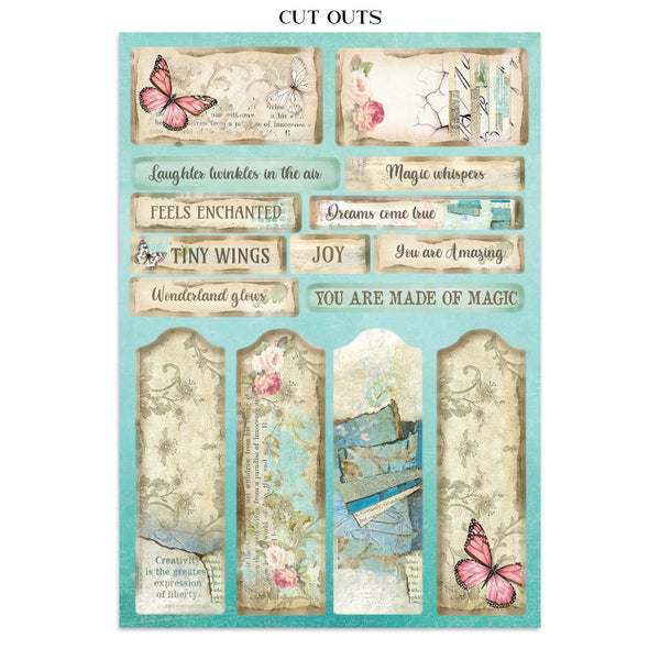 Stamperia WONDERLAND - A4 Junk Journal - Stickers Cut outs Backgrounds #SBJK21