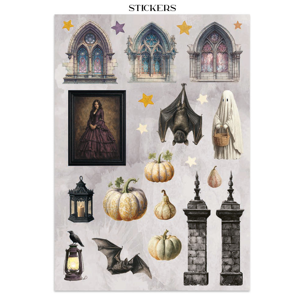 Stamperia HALLOWEEN - A4 Junk Journal - Stickers Cut outs Backgrounds #SBJK22