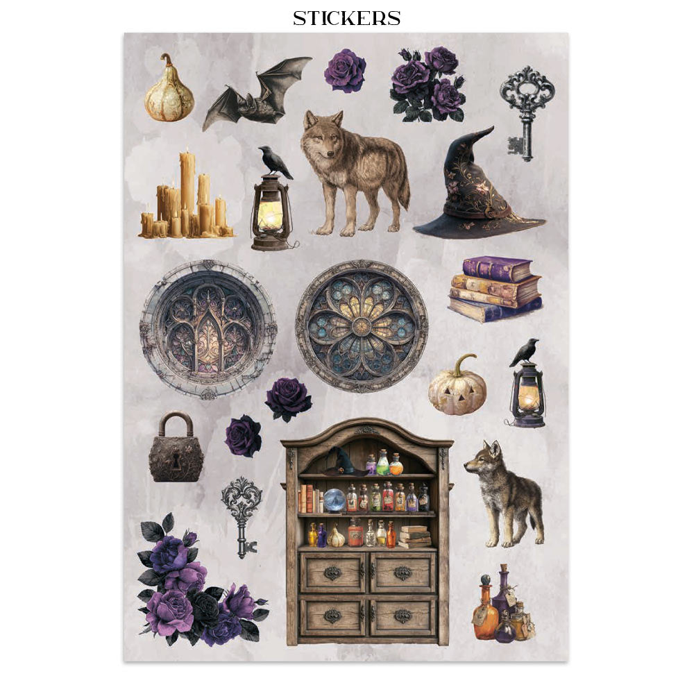 Stamperia HALLOWEEN - A4 Junk Journal - Stickers Cut outs Backgrounds #SBJK22