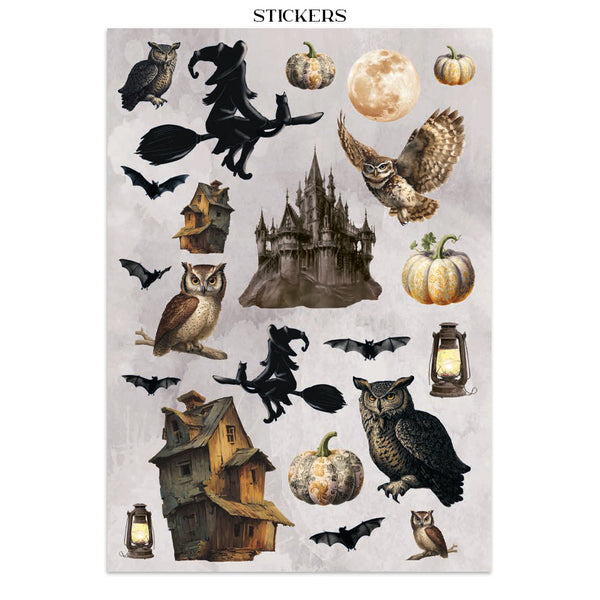 Stamperia HALLOWEEN - A4 Junk Journal - Stickers Cut outs Backgrounds #SBJK22