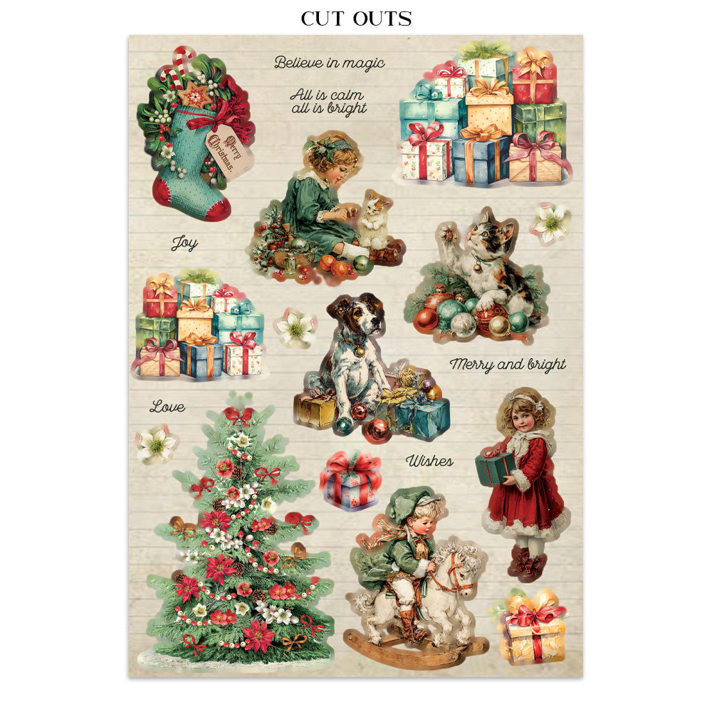 Stamperia CLASSIC CHRISTMAS - A4 Junk Journal - Stickers Cut outs Backgrounds #SBJK23