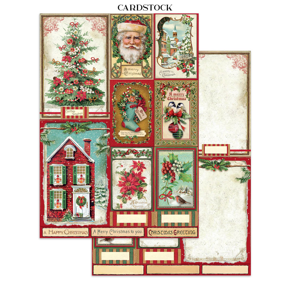 Stamperia CLASSIC CHRISTMAS - A4 Junk Journal - Stickers Cut outs Backgrounds #SBJK23