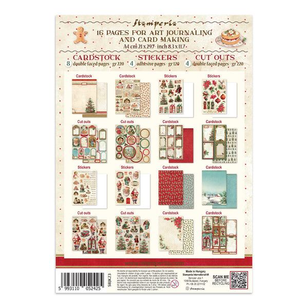 Stamperia CLASSIC CHRISTMAS - A4 Junk Journal - Stickers Cut outs Backgrounds #SBJK23