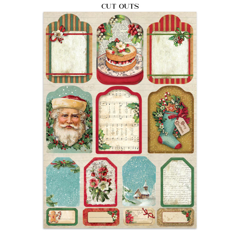 Stamperia CLASSIC CHRISTMAS - A4 Junk Journal - Stickers Cut outs Backgrounds #SBJK23