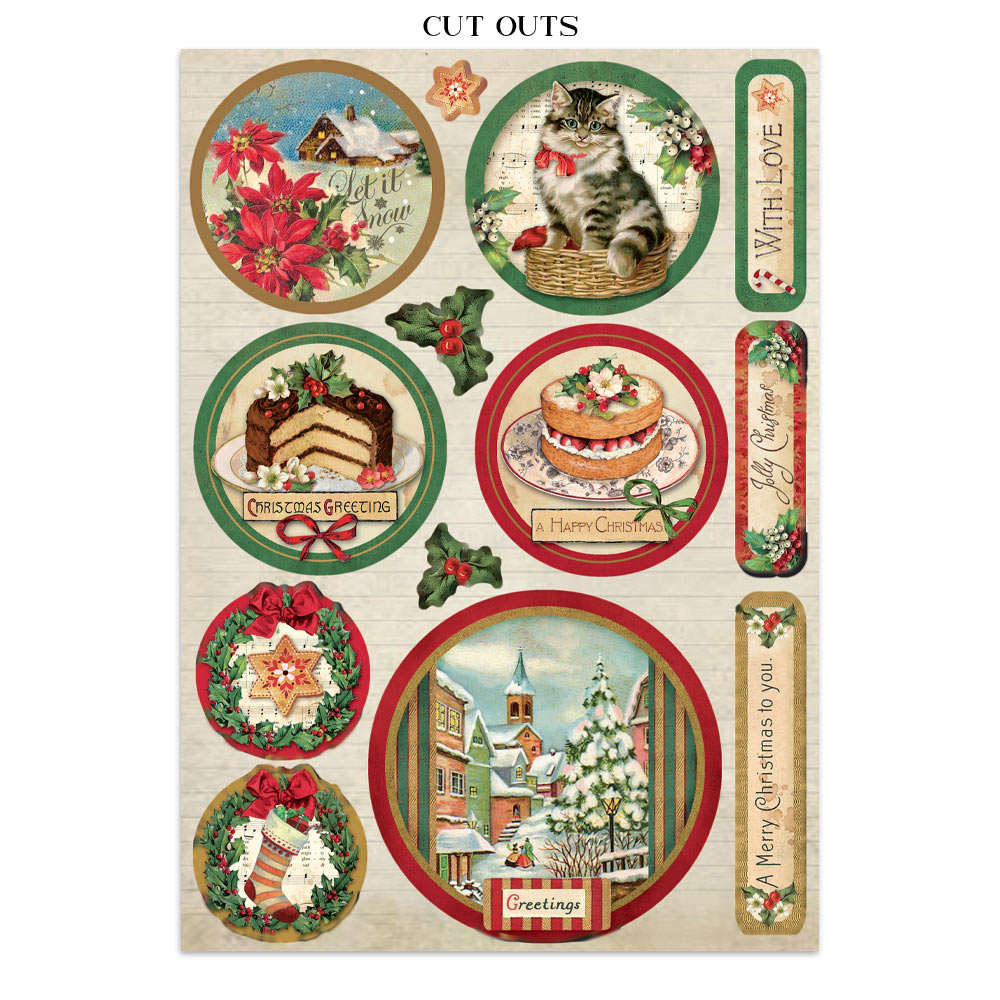 Stamperia CLASSIC CHRISTMAS - A4 Junk Journal - Stickers Cut outs Backgrounds #SBJK23