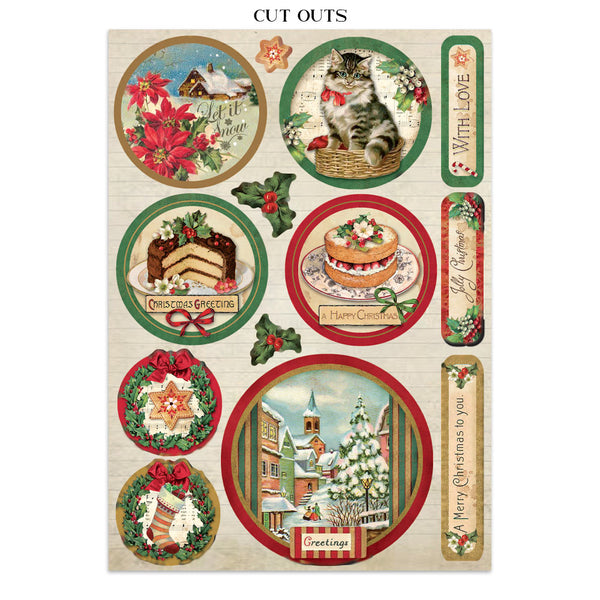 Stamperia CLASSIC CHRISTMAS - A4 Junk Journal - Stickers Cut outs Backgrounds #SBJK23