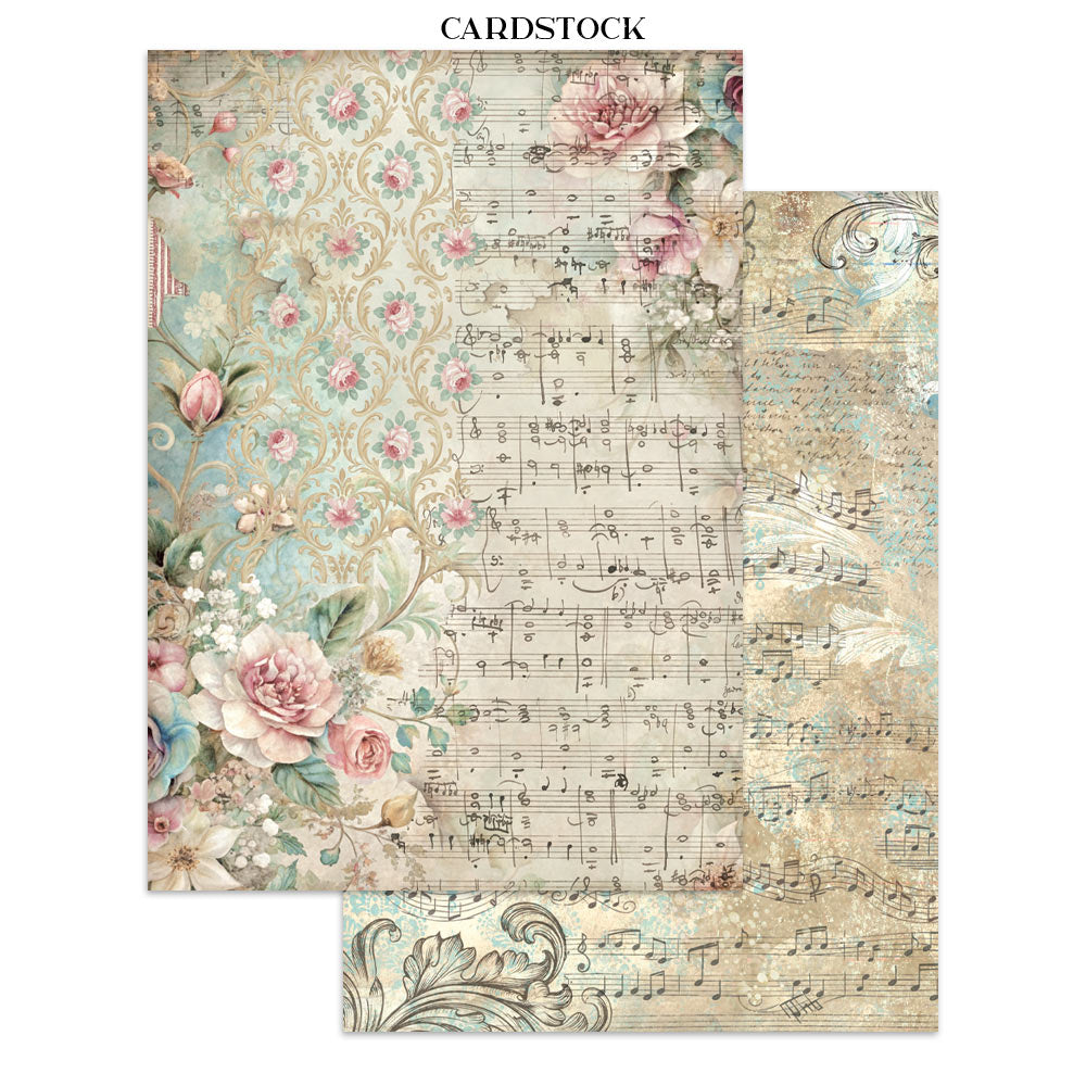 Stamperia SYMPHONY - A4 Junk Journal - Stickers Cut outs Backgrounds #SBJK24