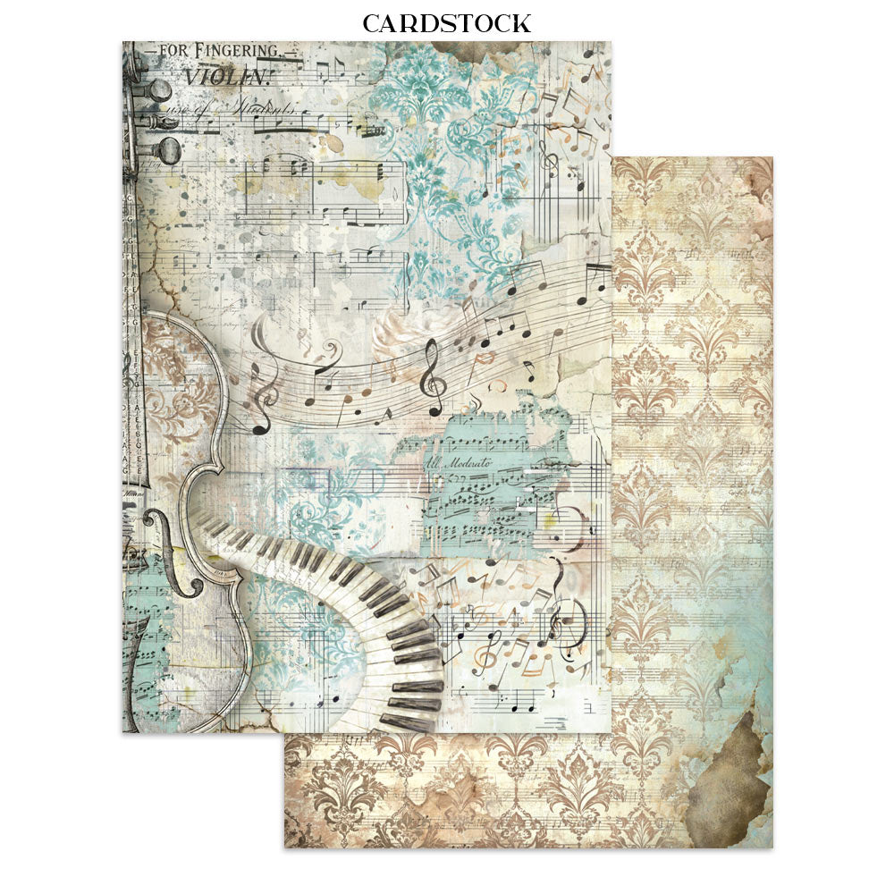 Stamperia SYMPHONY - A4 Junk Journal - Stickers Cut outs Backgrounds #SBJK24