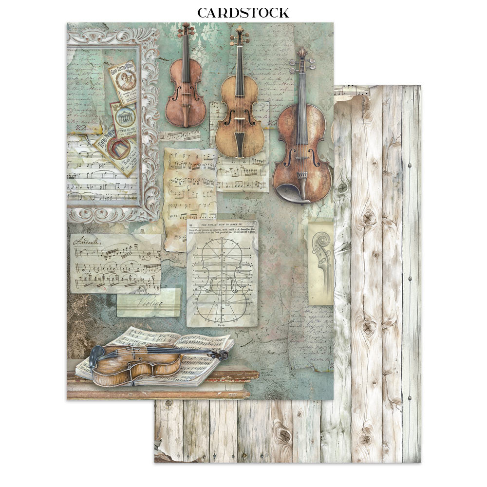 Stamperia SYMPHONY - A4 Junk Journal - Stickers Cut outs Backgrounds #SBJK24