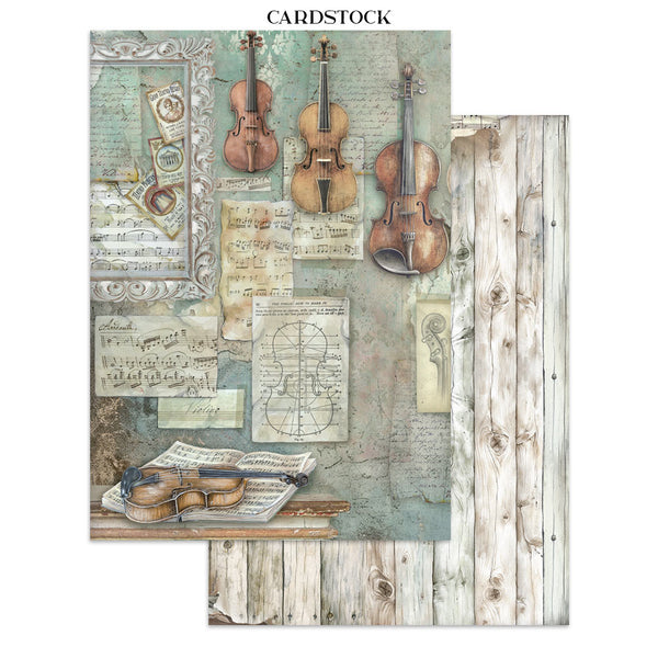 Stamperia SYMPHONY - A4 Junk Journal - Stickers Cut outs Backgrounds #SBJK24
