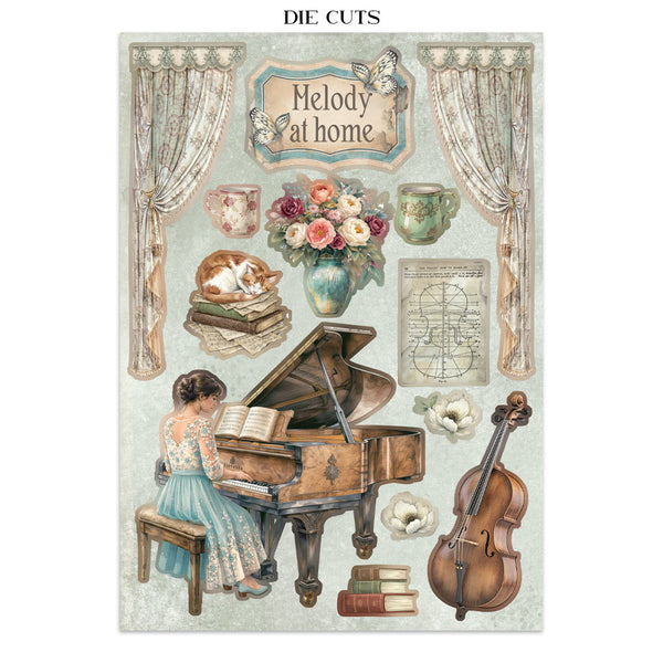 Stamperia SYMPHONY - A4 Junk Journal - Stickers Cut outs Backgrounds #SBJK24