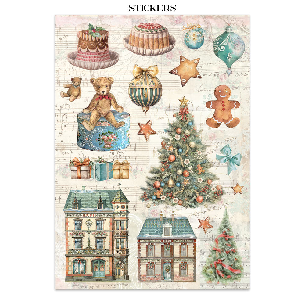 Stamperia WINTER MAGIC - A4 Junk Journal - Stickers Cut outs Backgrounds #SBJK25