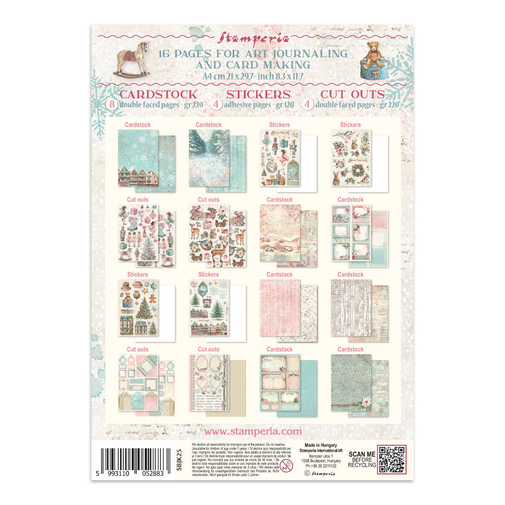 Stamperia WINTER MAGIC - A4 Junk Journal - Stickers Cut outs Backgrounds #SBJK25