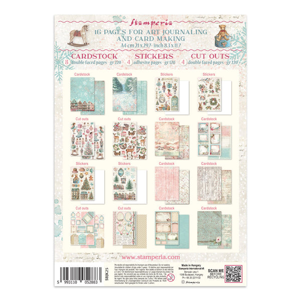 Stamperia WINTER MAGIC - A4 Junk Journal - Stickers Cut outs Backgrounds #SBJK25