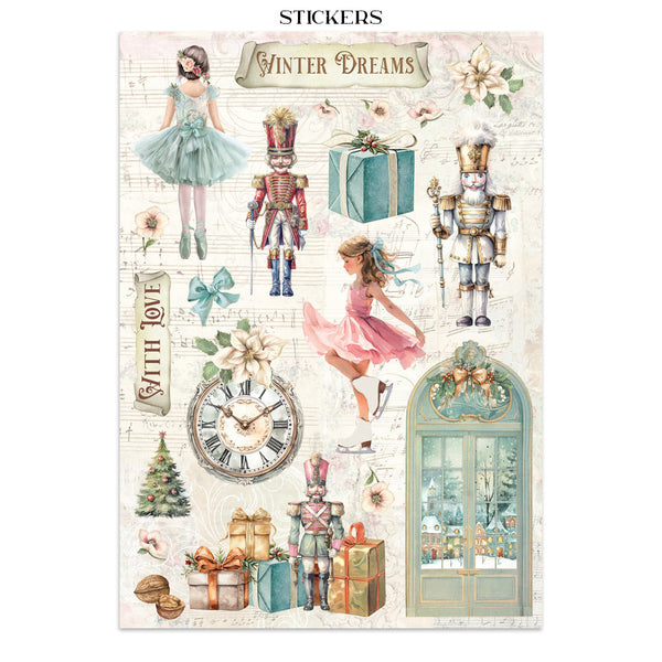 Stamperia WINTER MAGIC - A4 Junk Journal - Stickers Cut outs Backgrounds #SBJK25