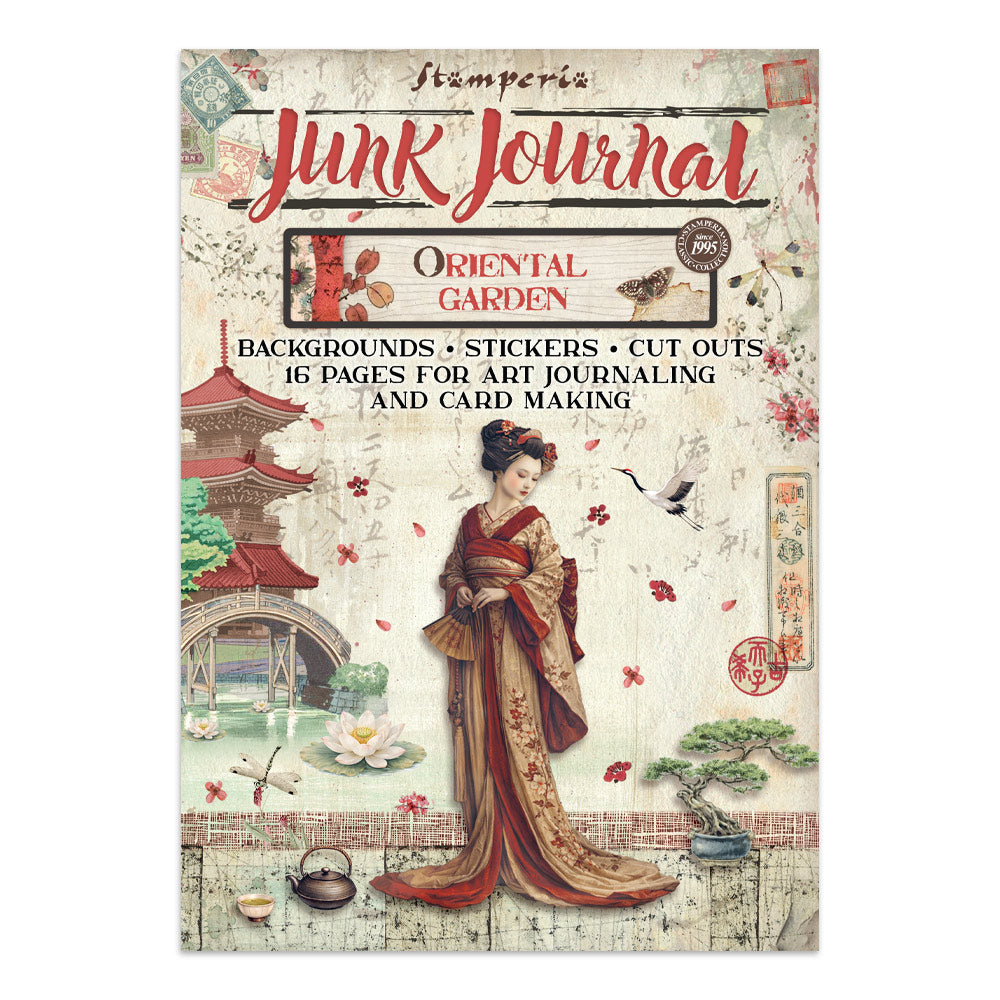 Stamperia Junk Journal Oriental Garden with Japanese-themed design on a white background