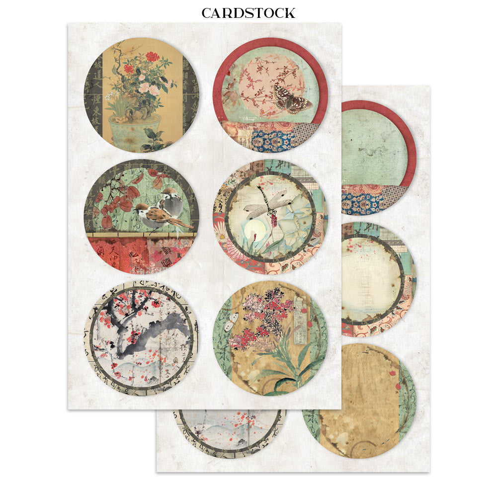 Stamperia ORIENTAL GARDEN - A4 Junk Journal - Stickers Cut outs Backgrounds #SBJK26