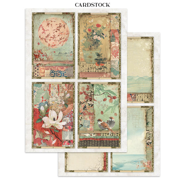 Stamperia ORIENTAL GARDEN - A4 Junk Journal - Stickers Cut outs Backgrounds #SBJK26