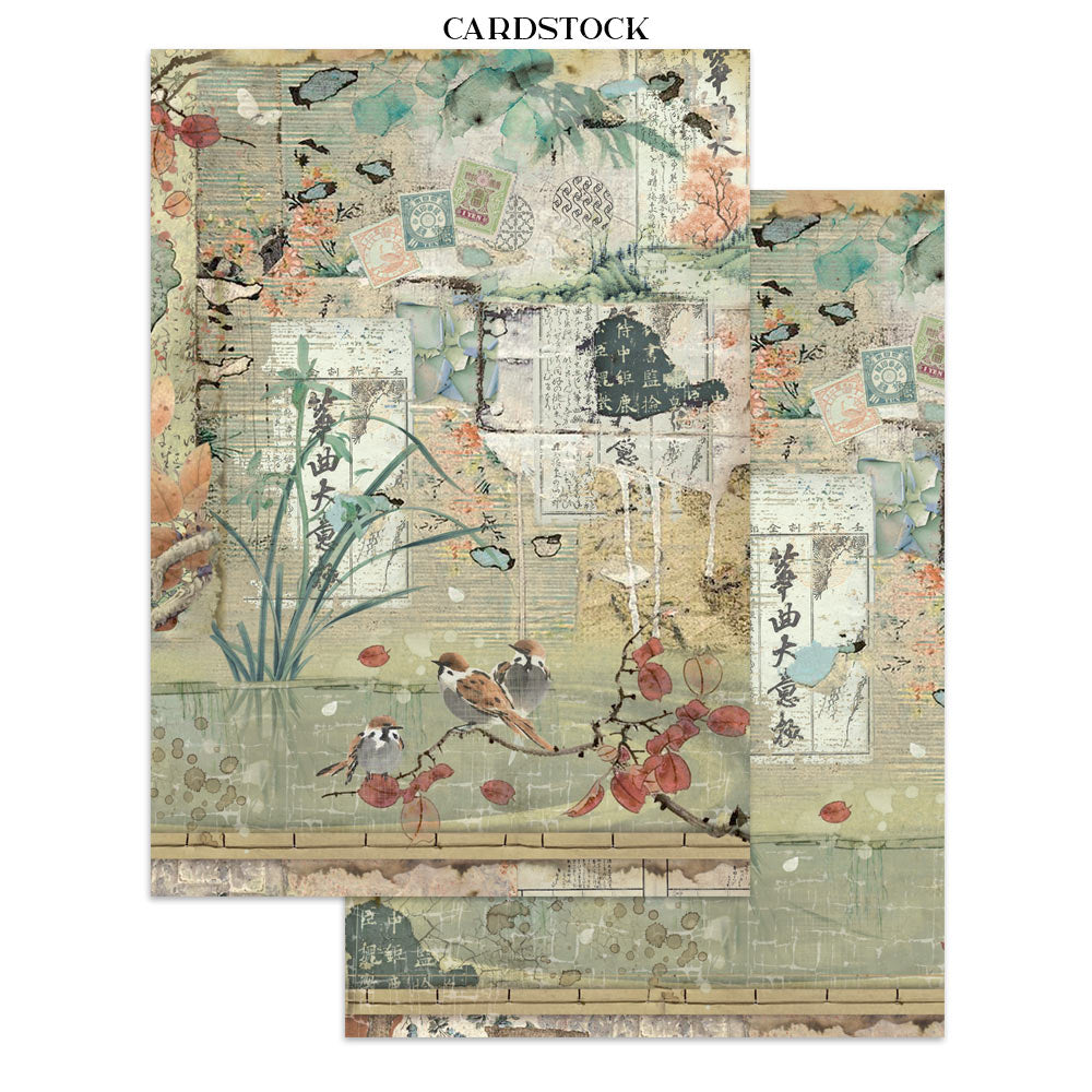Stamperia ORIENTAL GARDEN - A4 Junk Journal - Stickers Cut outs Backgrounds #SBJK26
