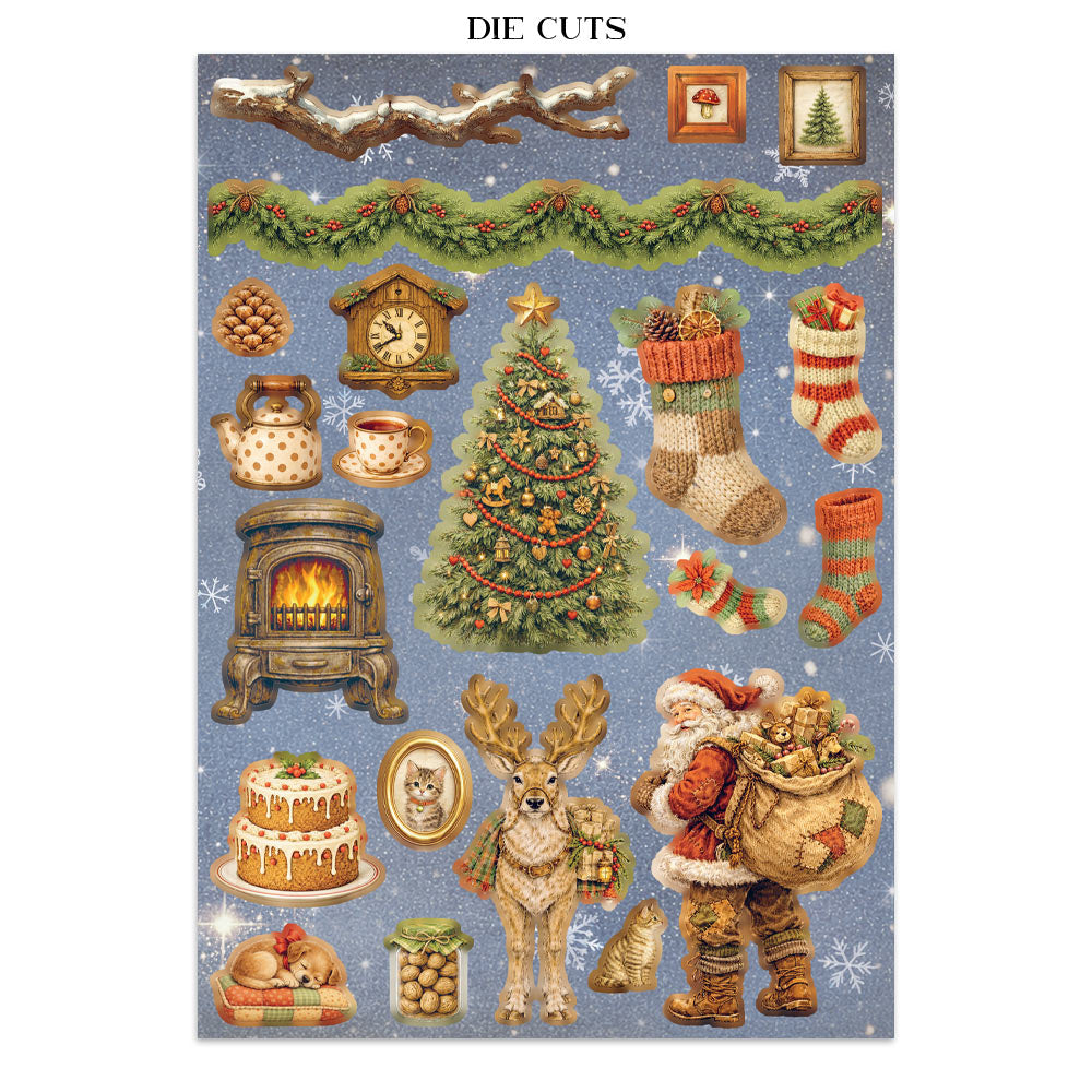 Stamperia SILENT NIGHT - CHRISTMAS - A4 Junk Journal - Stickers Cut outs Backgrounds #SBJK27