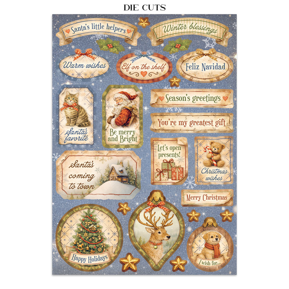 Stamperia SILENT NIGHT - CHRISTMAS - A4 Junk Journal - Stickers Cut outs Backgrounds #SBJK27