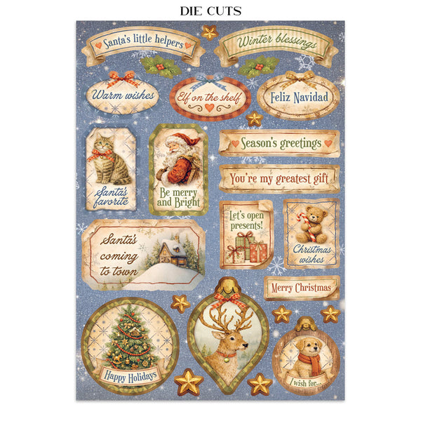 Stamperia SILENT NIGHT - CHRISTMAS - A4 Junk Journal - Stickers Cut outs Backgrounds #SBJK27