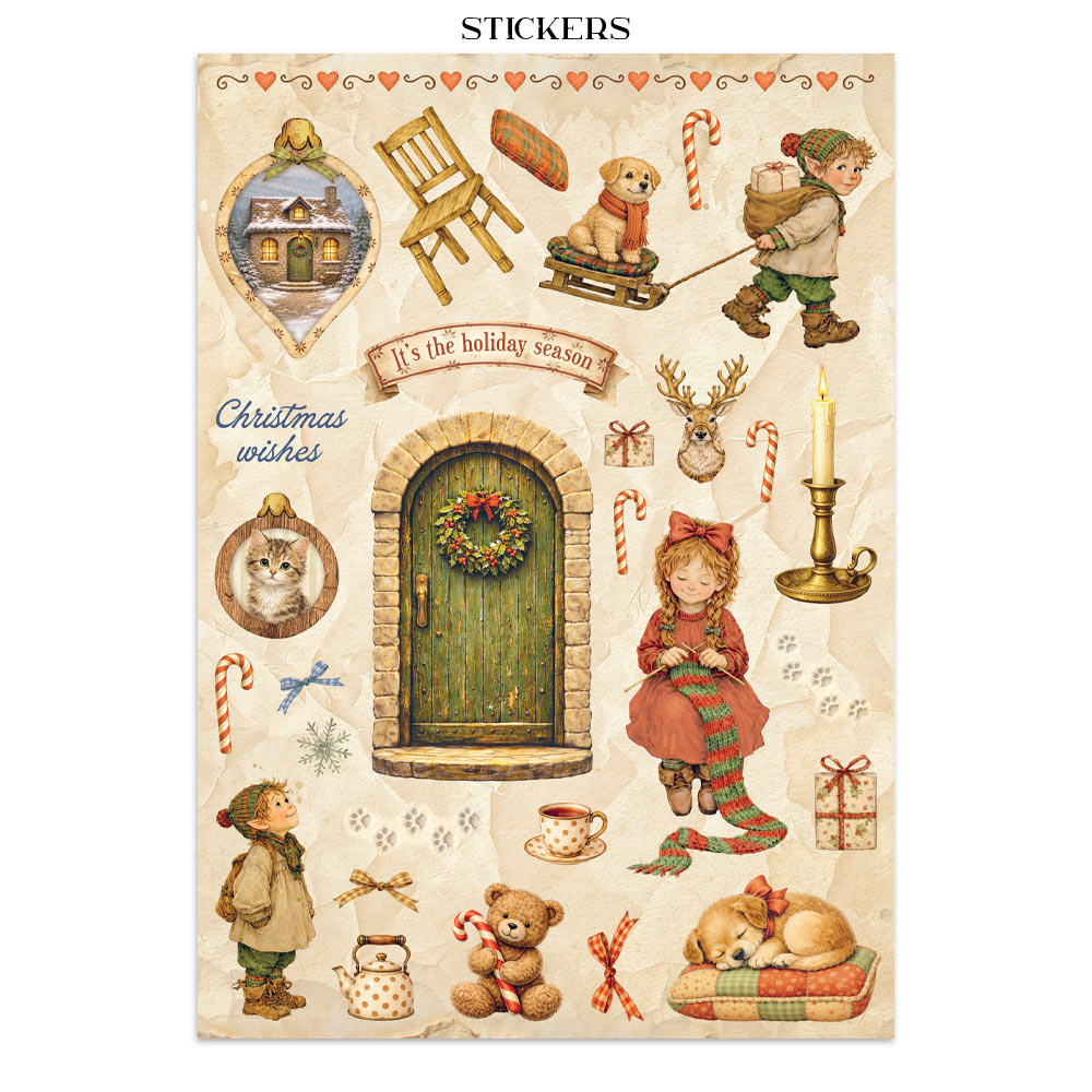 Stamperia SILENT NIGHT - CHRISTMAS - A4 Junk Journal - Stickers Cut outs Backgrounds #SBJK27