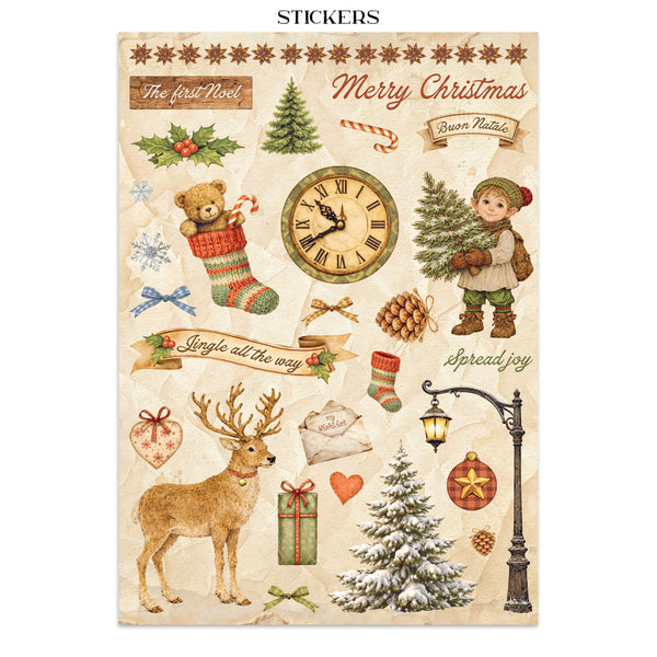 Stamperia SILENT NIGHT - CHRISTMAS - A4 Junk Journal - Stickers Cut outs Backgrounds #SBJK27