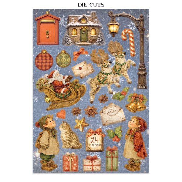 Stamperia SILENT NIGHT - CHRISTMAS - A4 Junk Journal - Stickers Cut outs Backgrounds #SBJK27