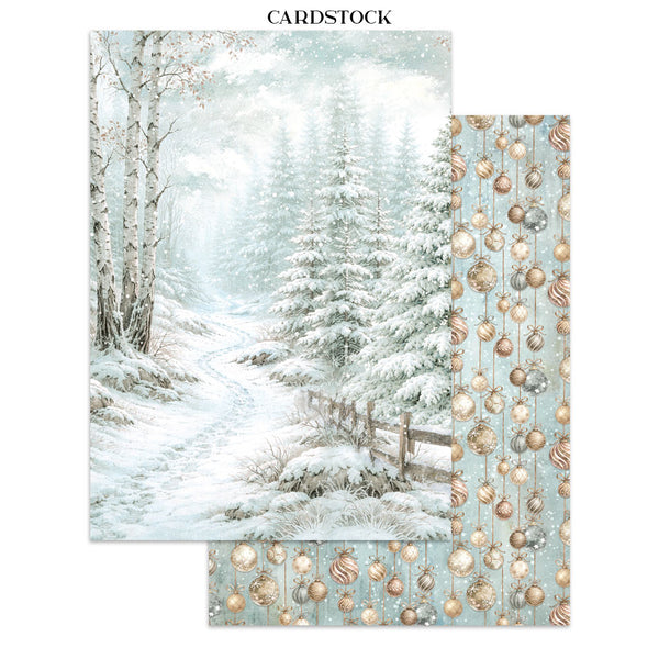 Stamperia WHITE CHRISTMAS - A4 Junk Journal - Stickers Cut outs Backgrounds #SBJK28