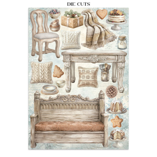 Stamperia WHITE CHRISTMAS - A4 Junk Journal - Stickers Cut outs Backgrounds #SBJK28