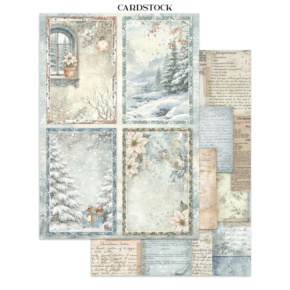 Stamperia WHITE CHRISTMAS - A4 Junk Journal - Stickers Cut outs Backgrounds #SBJK28