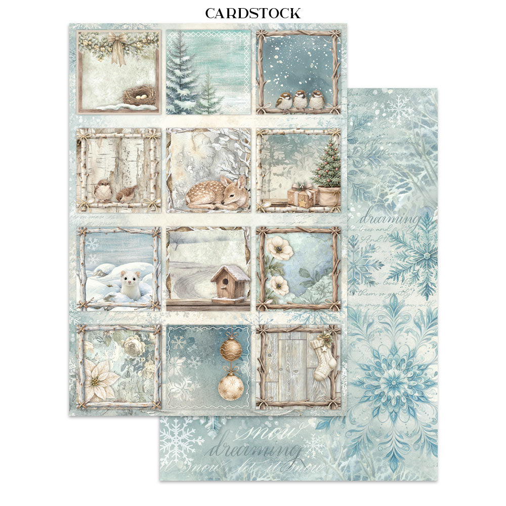 Stamperia WHITE CHRISTMAS - A4 Junk Journal - Stickers Cut outs Backgrounds #SBJK28