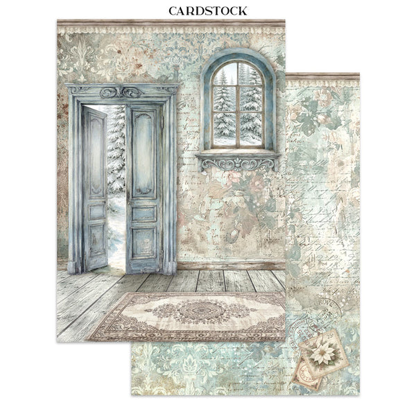 Stamperia WHITE CHRISTMAS - A4 Junk Journal - Stickers Cut outs Backgrounds #SBJK28