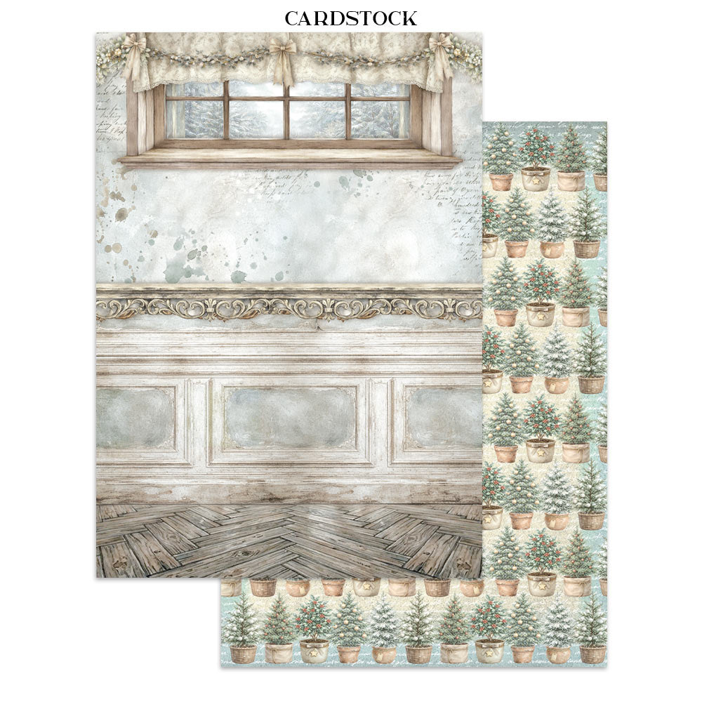 Stamperia WHITE CHRISTMAS - A4 Junk Journal - Stickers Cut outs Backgrounds #SBJK28
