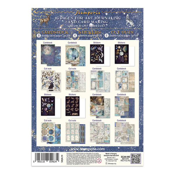 Stamperia COSMOS - A4 Junk Journal - Stickers Cut outs Backgrounds #SBJK29