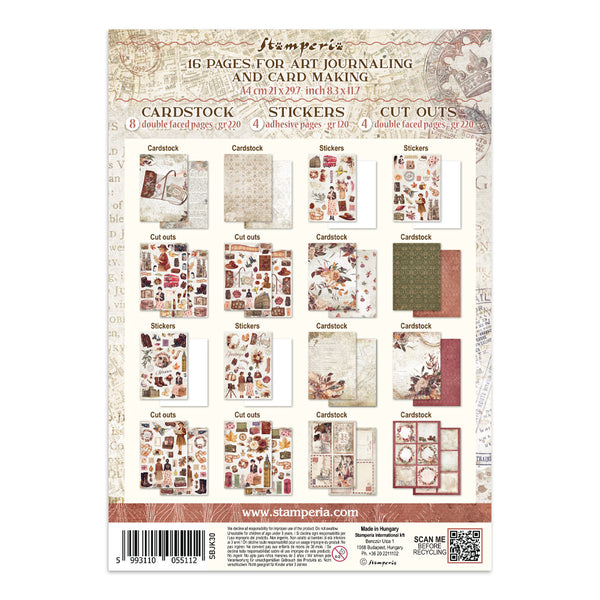 Stamperia OUR WAY - A4 Junk Journal - Stickers Cut outs Backgrounds #SBJK30