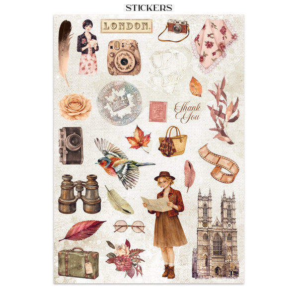 Stamperia OUR WAY - A4 Junk Journal - Stickers Cut outs Backgrounds #SBJK30