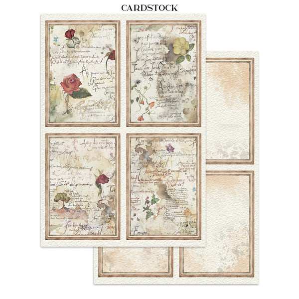 Stamperia FLOWERS and POEMS - A4 Junk Journal - Stickers Cut outs Backgrounds #SBJK31