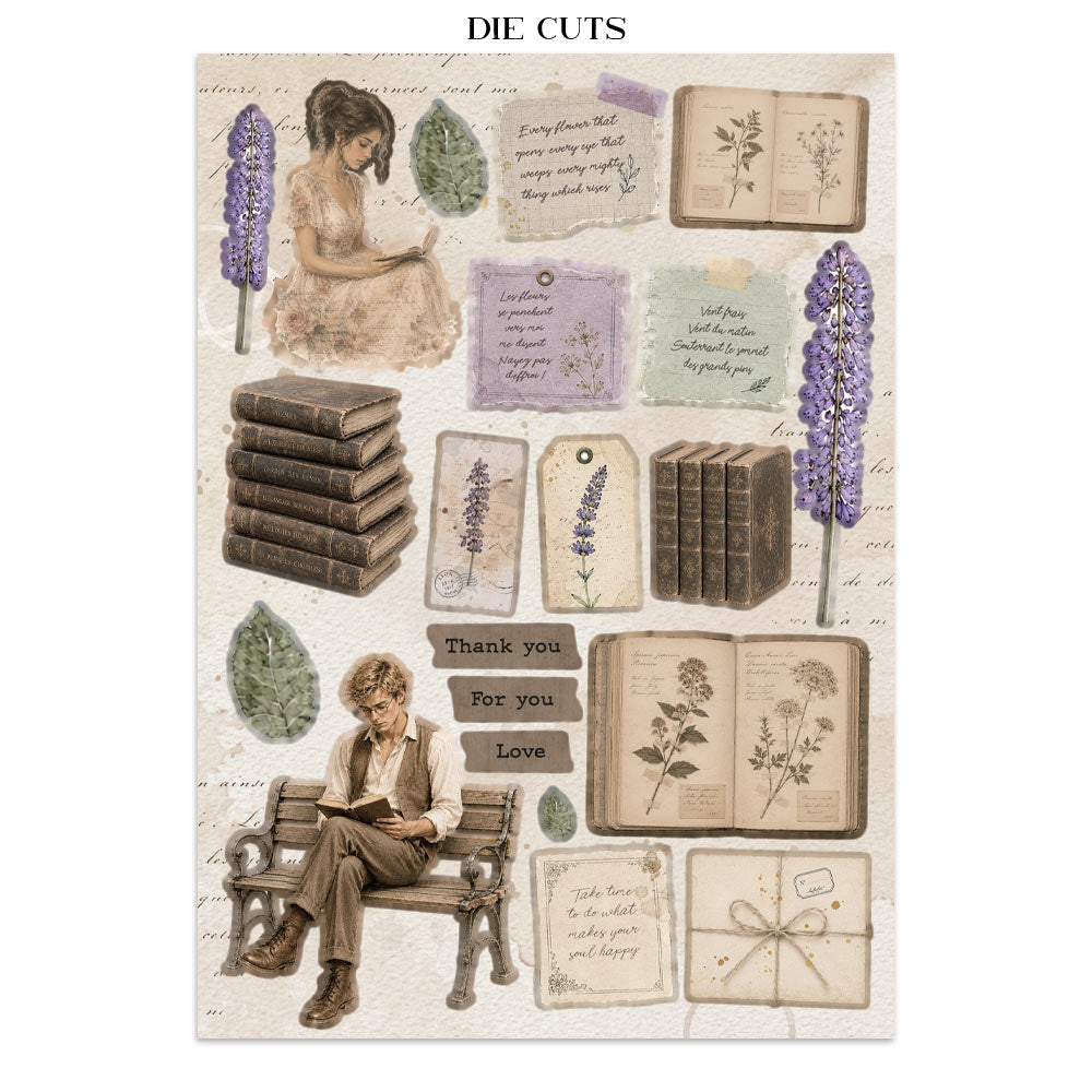Stamperia FLOWERS and POEMS - A4 Junk Journal - Stickers Cut outs Backgrounds #SBJK31