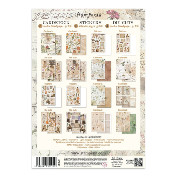 Stamperia FLOWERS and POEMS - A4 Junk Journal - Stickers Cut outs Backgrounds #SBJK31