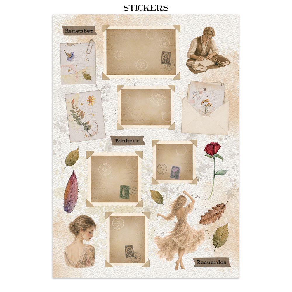 Stamperia FLOWERS and POEMS - A4 Junk Journal - Stickers Cut outs Backgrounds #SBJK31