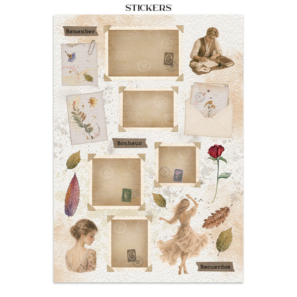 Stamperia FLOWERS and POEMS - A4 Junk Journal - Stickers Cut outs Backgrounds #SBJK31