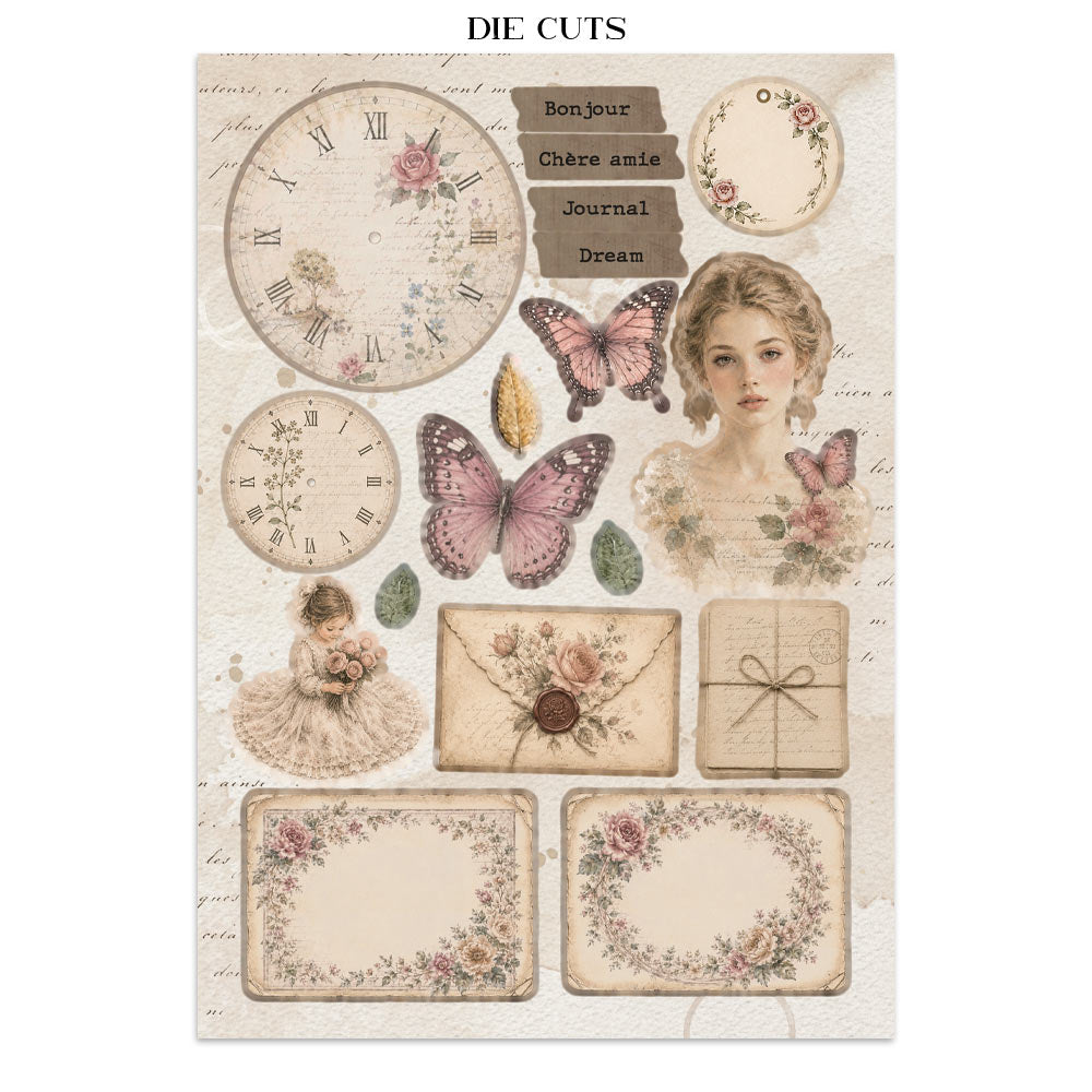 Stamperia FLOWERS and POEMS - A4 Junk Journal - Stickers Cut outs Backgrounds #SBJK31