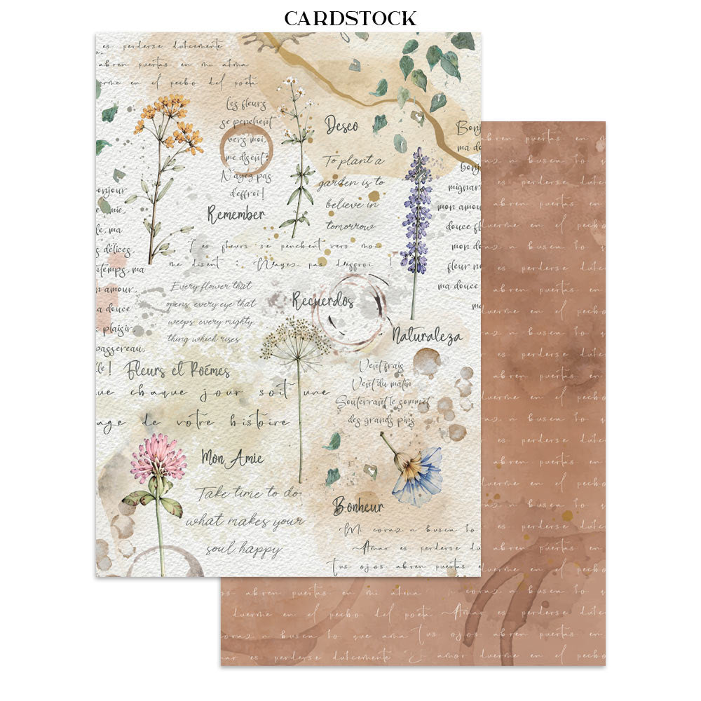 Stamperia FLOWERS and POEMS - A4 Junk Journal - Stickers Cut outs Backgrounds #SBJK31